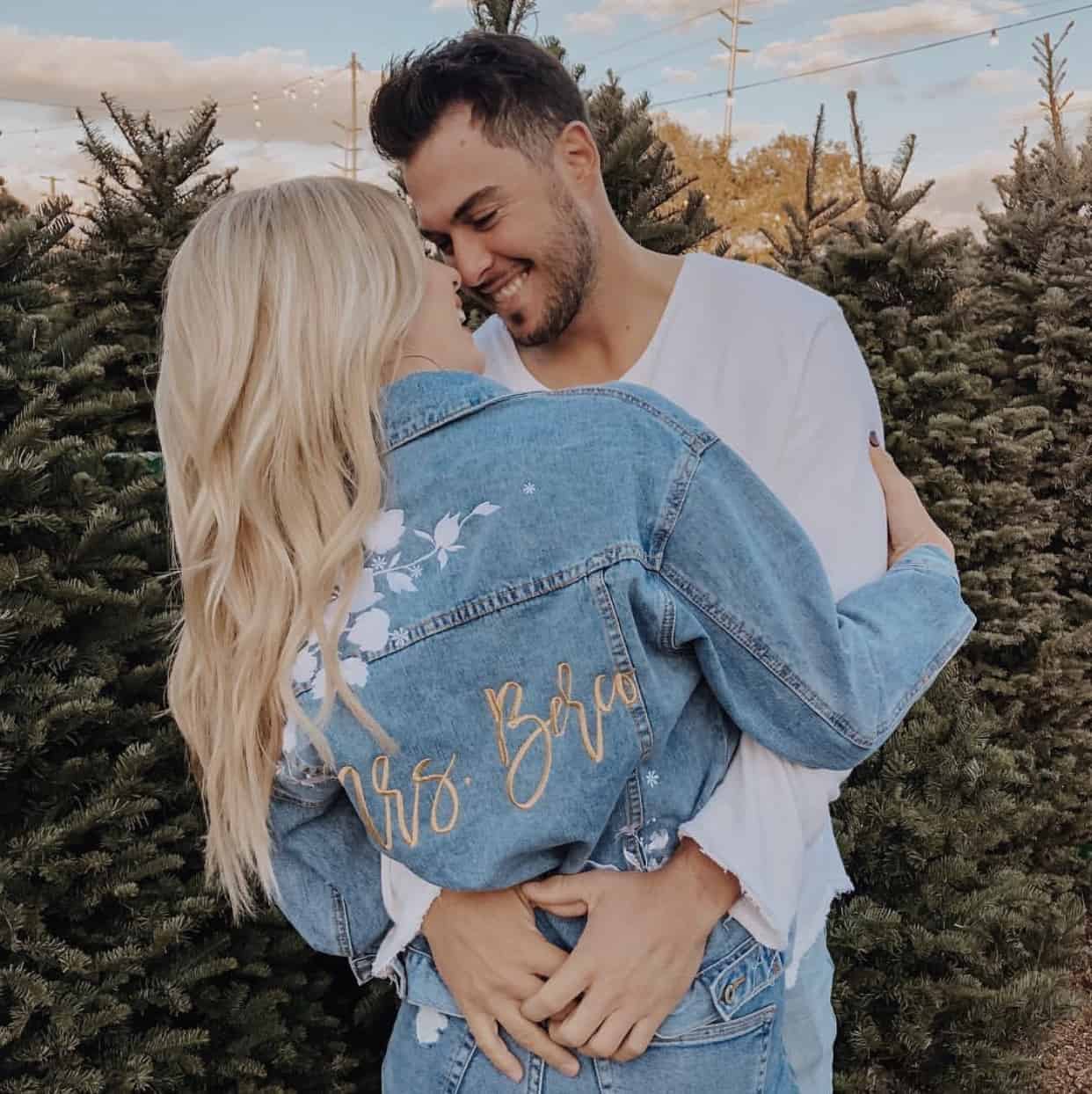 bride in jean jacket