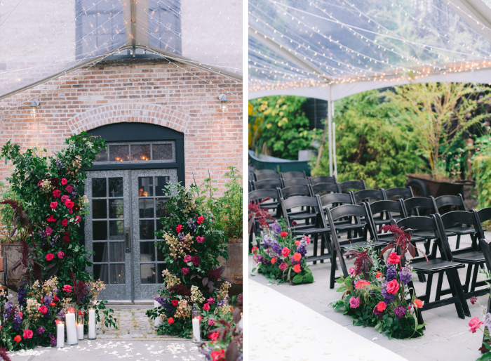Jewel Toned Wedding Ceremony Outdoors