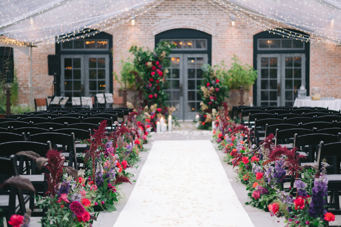 Helsinki Hudson Wedding Ceremony with Jewel Toned Flowers