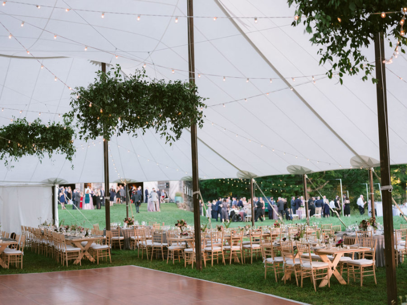 An outdoor tented wedding design in Upstate New York