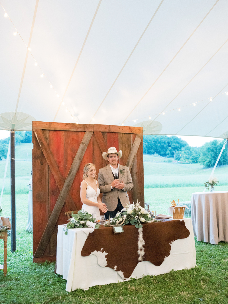 country wedding sweetheart table