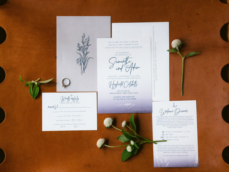 Classic wedding invitations in Upstate New York