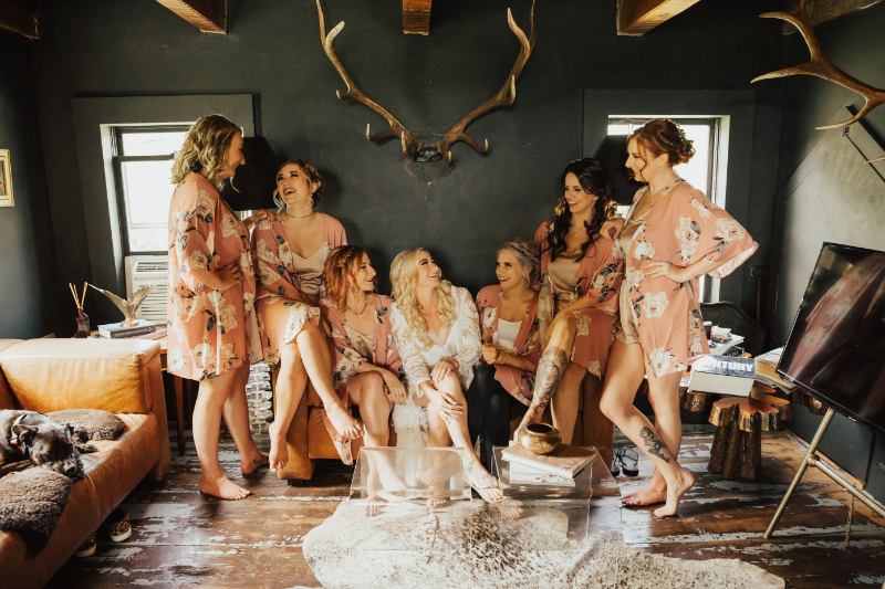 getting ready photos with the bridesmaids