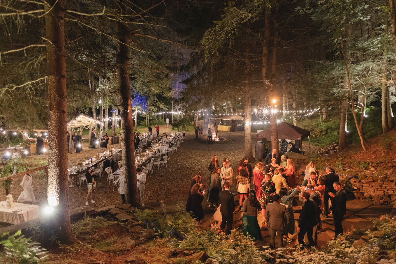 evening wedding reception outside
