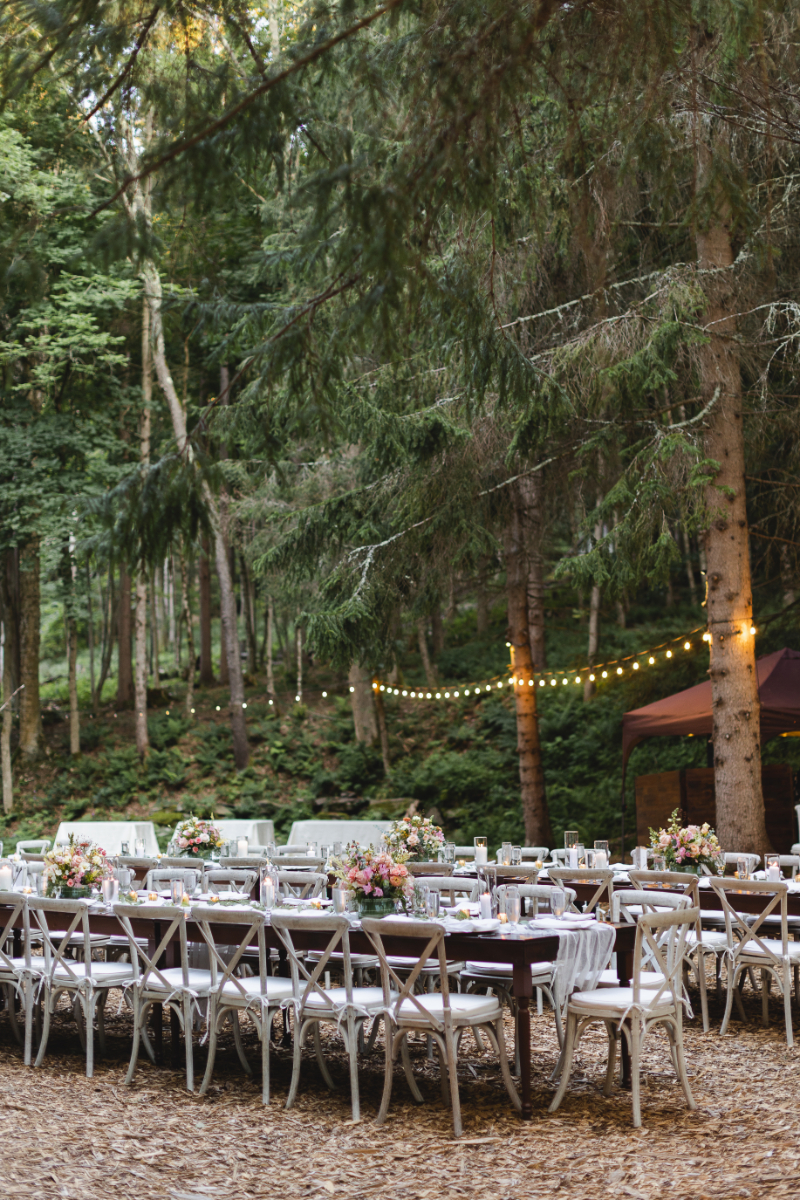 string lighting over wedding reception
