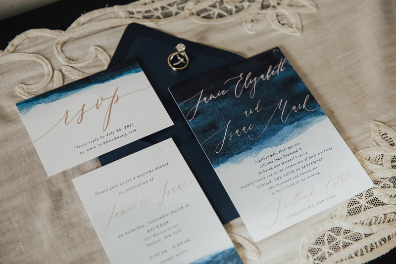 ombre blue wedding invitations