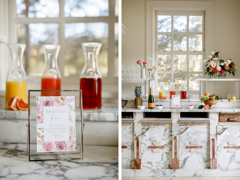 destination wedding weekend brunch mimosa bar