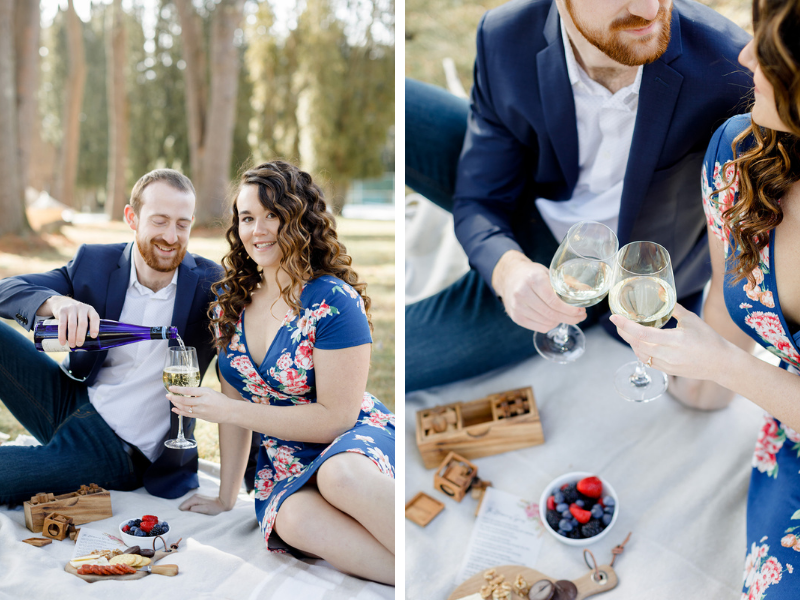 wine and welcome dinner picnic style before destination wedding weekend