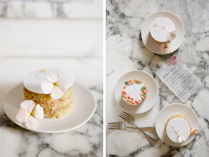 mini cakes as wedding dessert for micro wedding