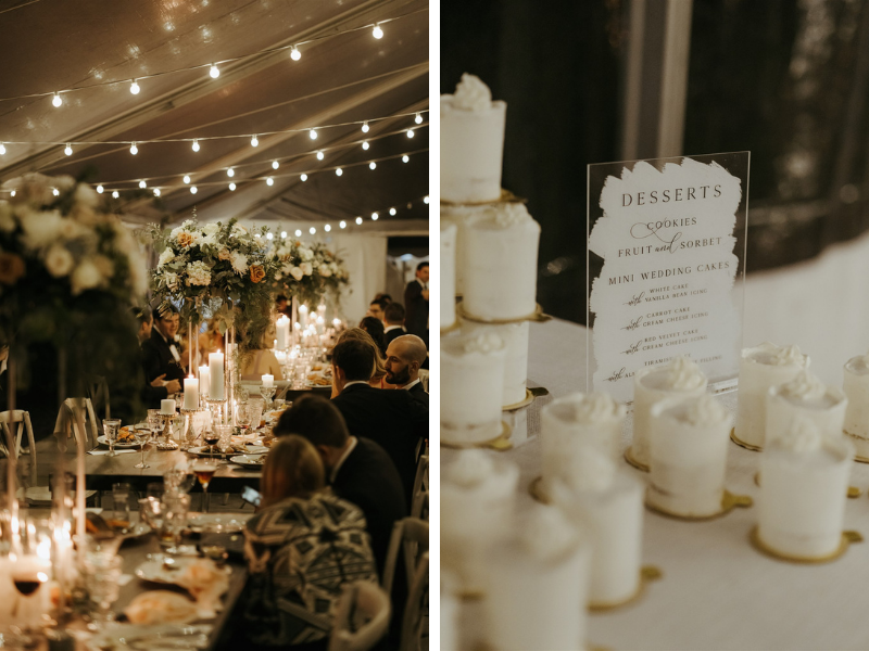 evening wedding outdoor tent at lodge in Catskills