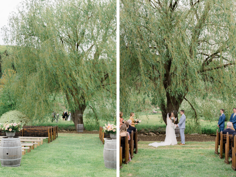 outdoor wedding ceremony at Nostrano Vineyards