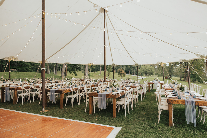 outdoor tented wedding reception in the Catskills