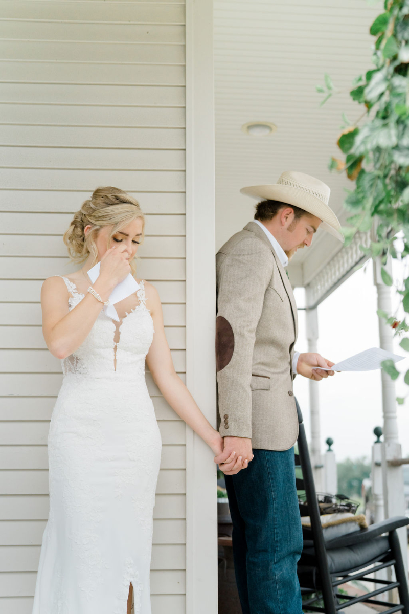 couple has a first touch instead of a first look