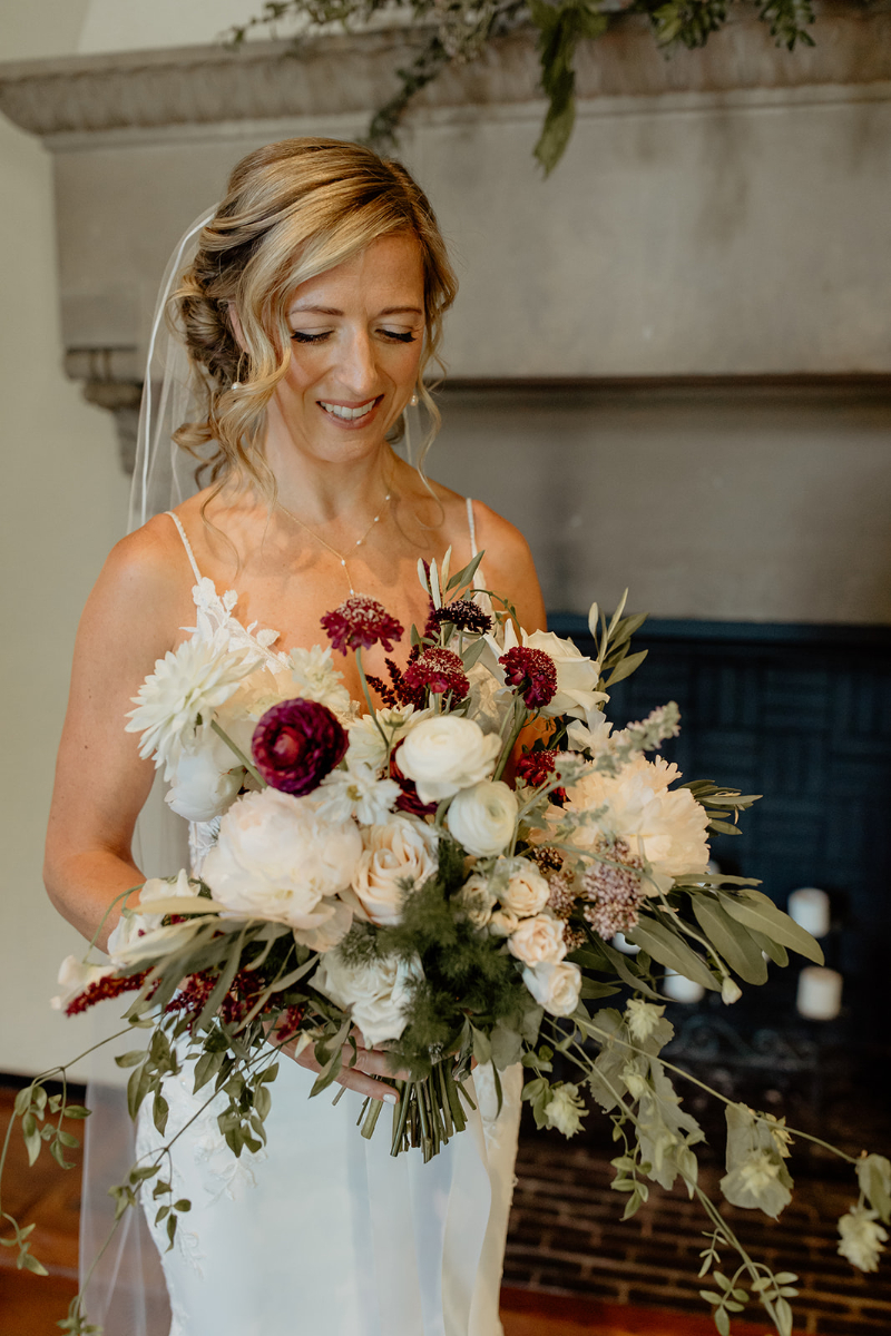 bride holds bouquet
