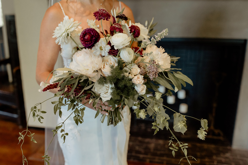 closeup of bridal bouquet