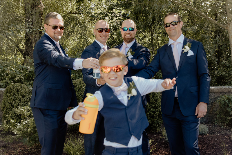 groom groomsmen and ringbearer photos