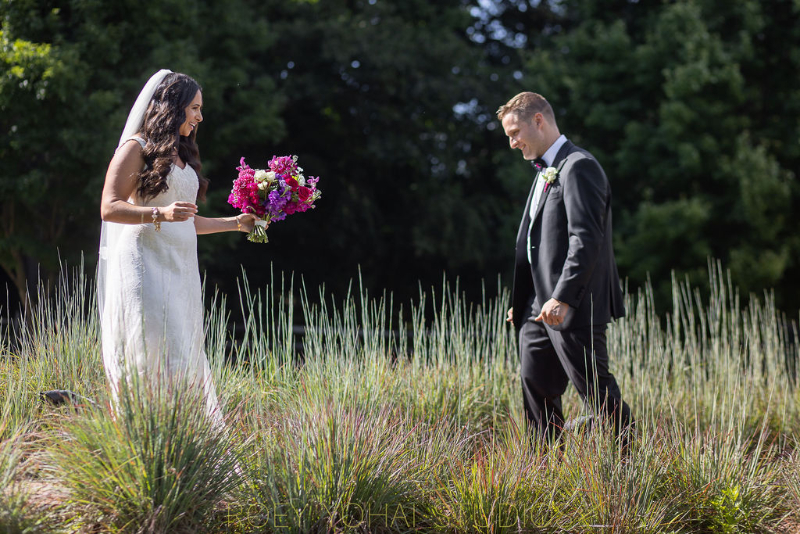first look wedding photos at Blue Hill Farms