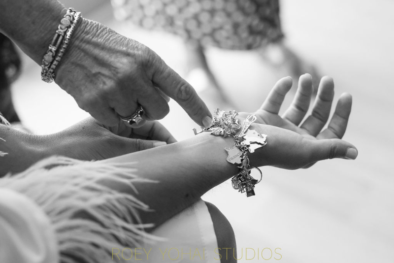 travel charm bracelet on wedding day