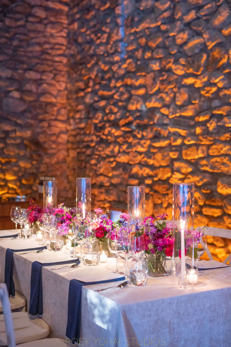 blue and pink wedding design for wedding at Blue Hill Farms wedding