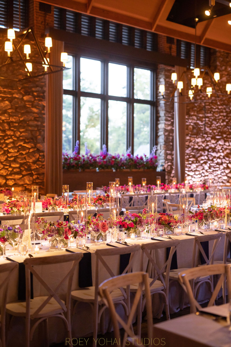 indoor wedding reception at wedding at Blue Hill at Stone Barns