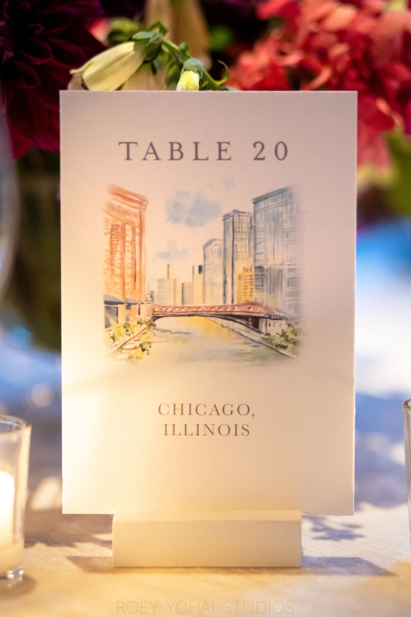 gorgeous hand-painted table numbers of travel destinations