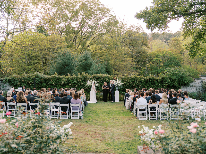 classic outdoor wedding ceremony in spring