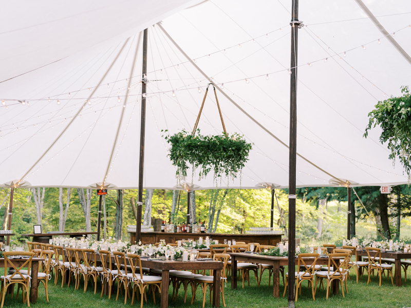 outdoor tented wedding in spring