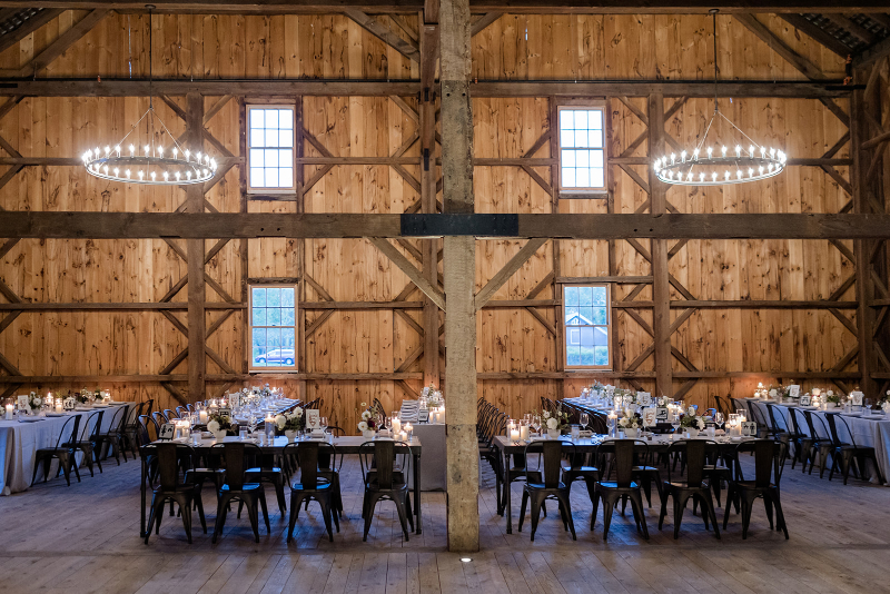 gorgeous indoor barn wedding reception