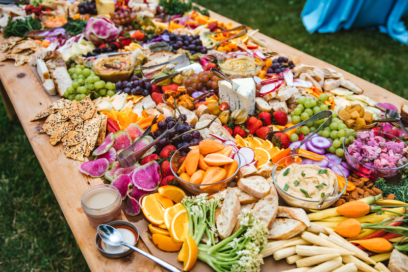 delicious charcuterie style cocktail hour spread