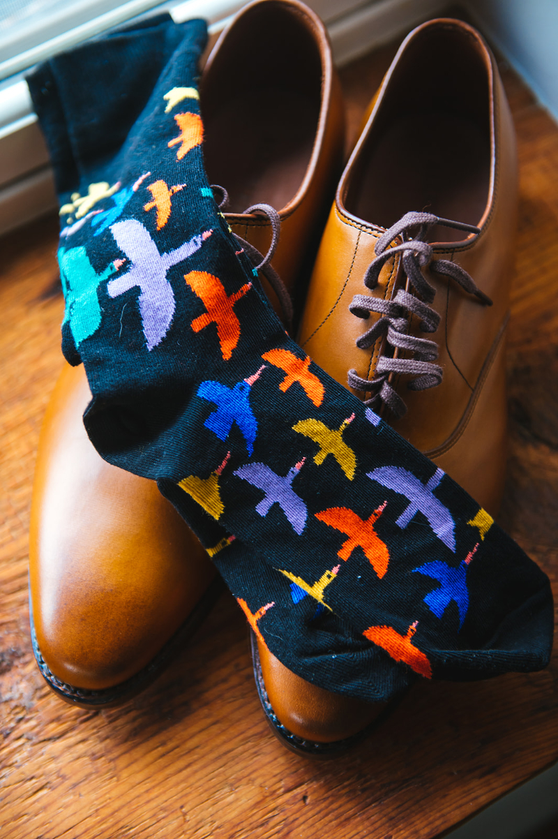 fun patterned socks for the groom