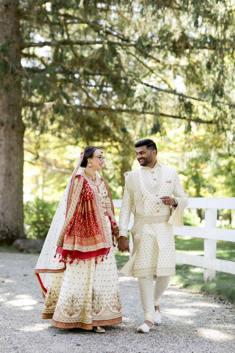 bride and groom in Indian wedding attire
