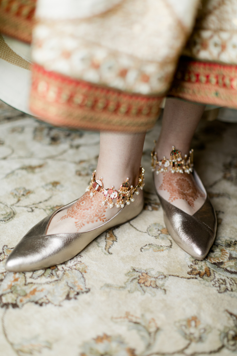 closeup of Indian wedding groom shoes
