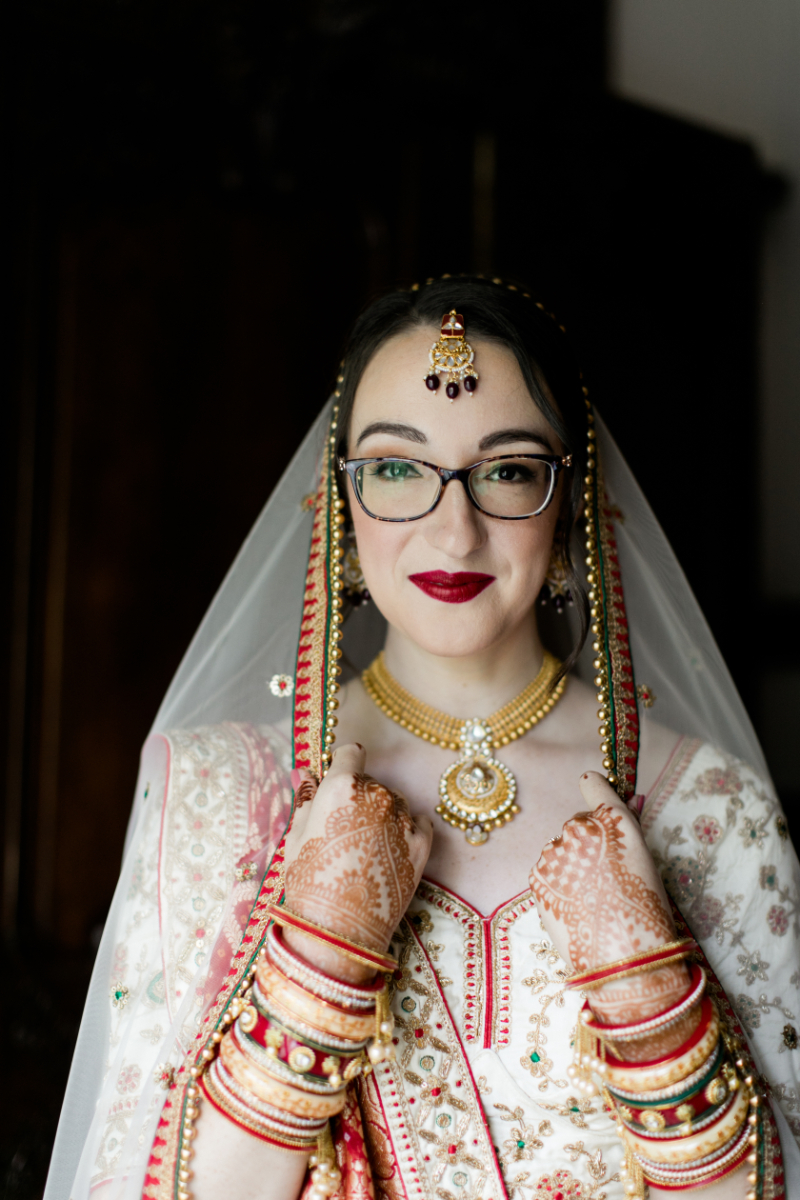 closeup of bride details