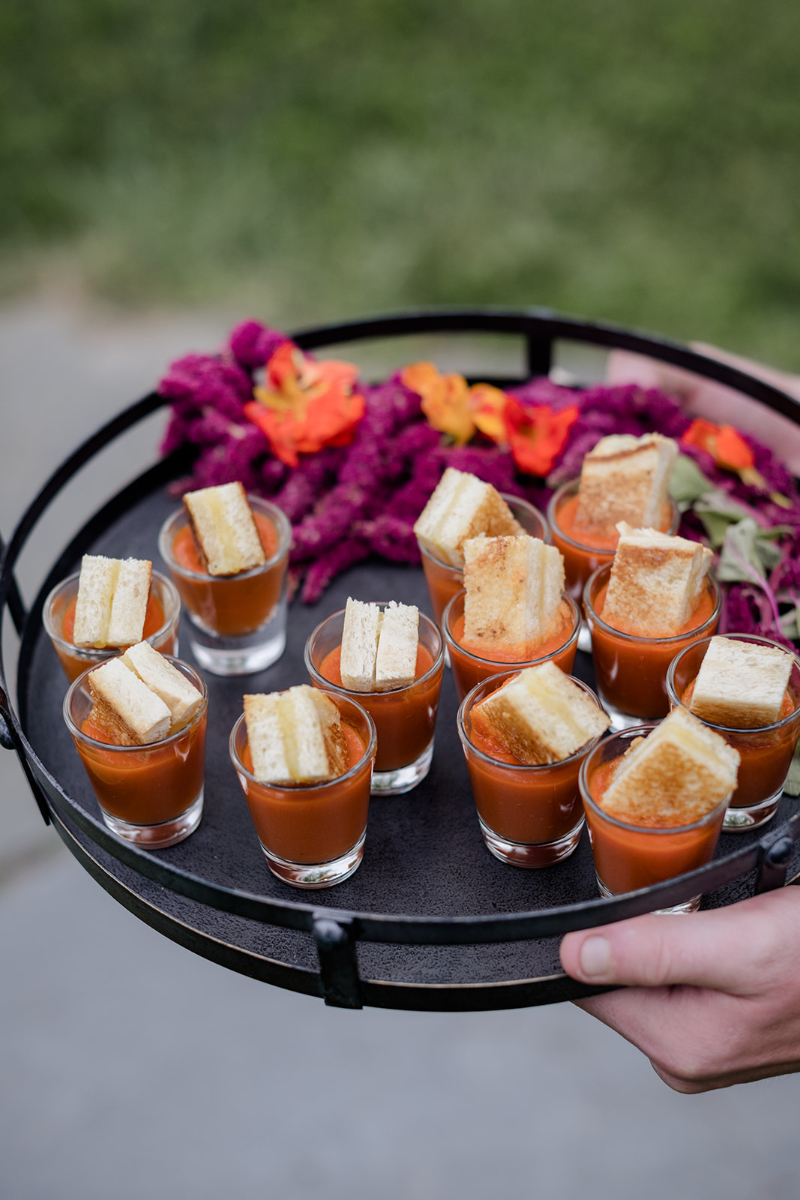 grilled cheese and tomato soup appetizers by fancy girl table catering