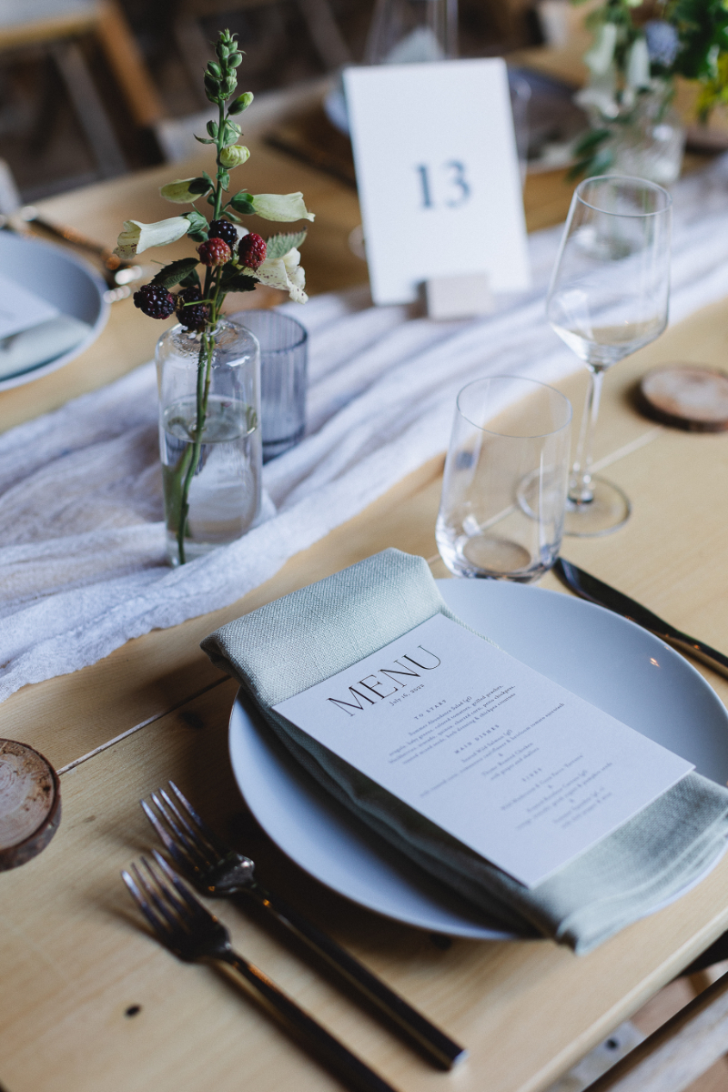 closeup of elegant menu cards
