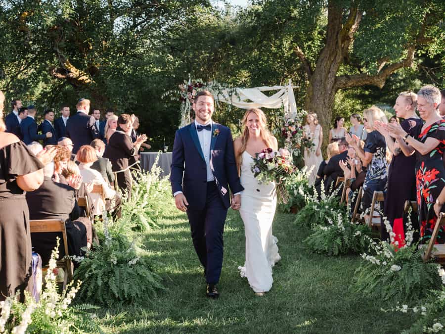 hayfield Catskills barn wedding ceremony huppah at Hayfield