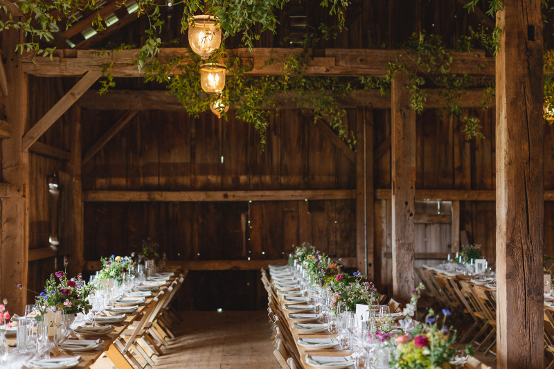 indoor wedding reception at Hayfield