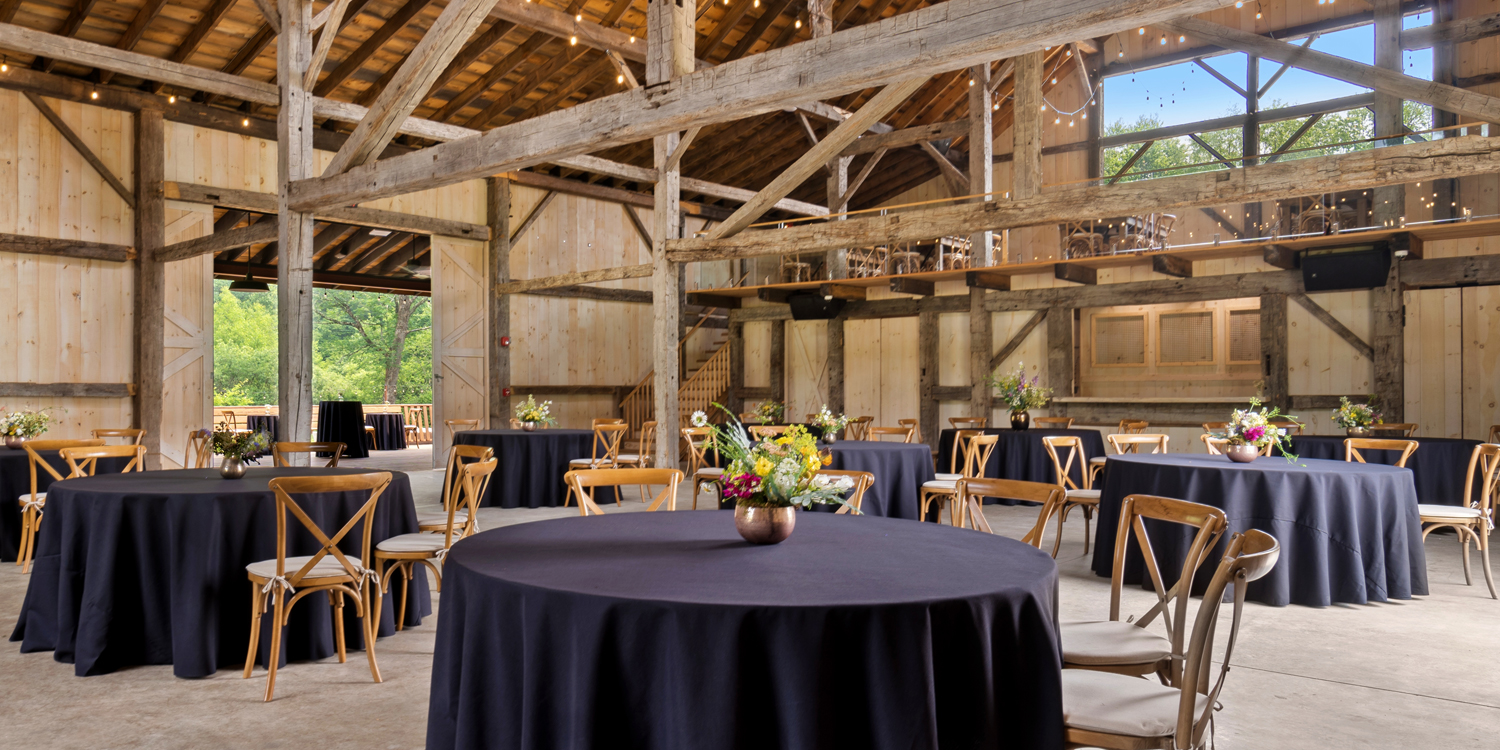the barn set up for a reception at callicoon hills venue