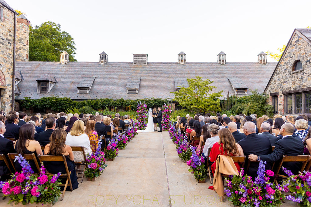 wedding ceremony outside at Blue Hill at Stone Barns