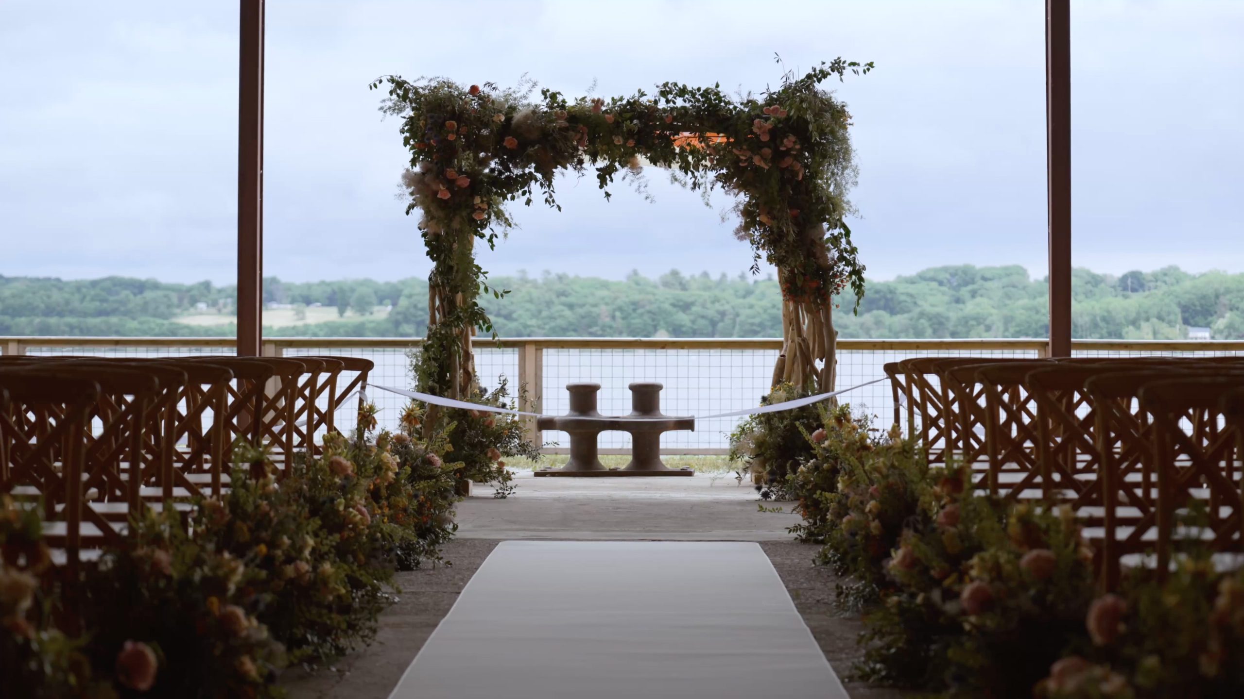 Image of a wedding venue in New England overlooking the Hudson Valley river - new england destination wedding