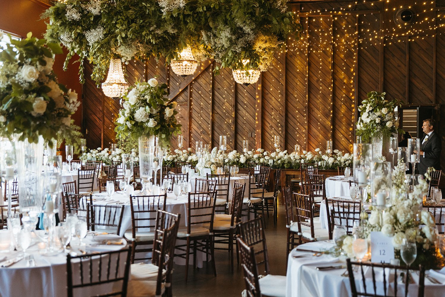 saltwater farm vineyards wedding reception set up
