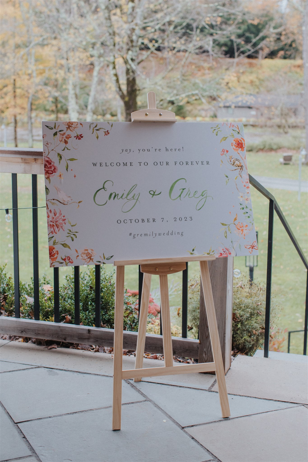 Emily and Greg's welcome sign