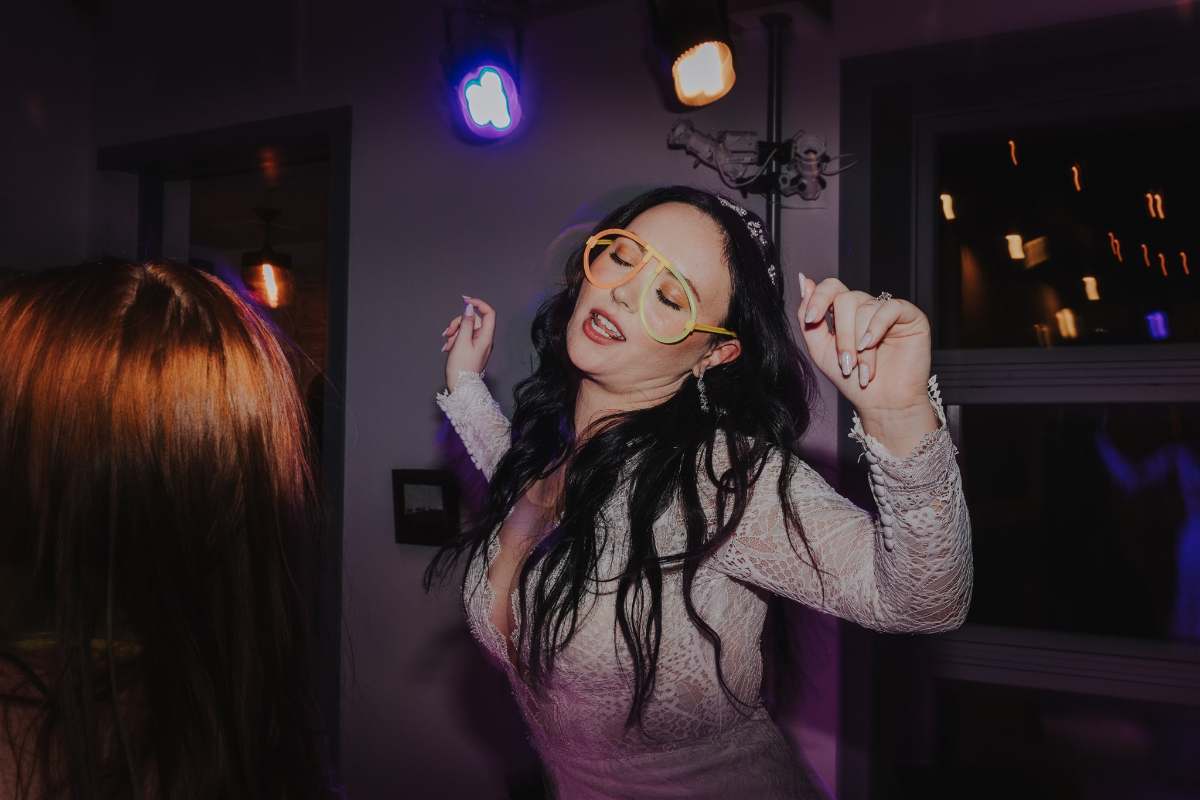 Emily having fun on the dance floor.