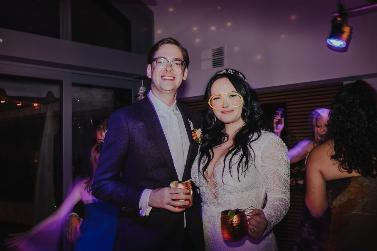 the couple having fun on the dance floor 