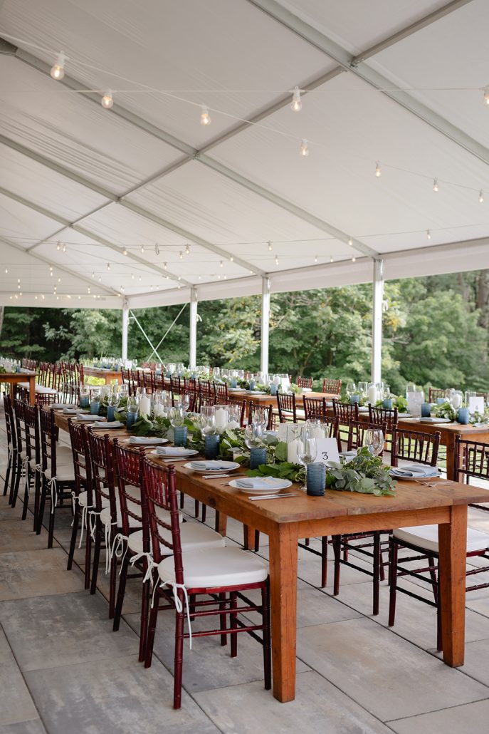reception details at summer wedding at winbrooke in berkshires