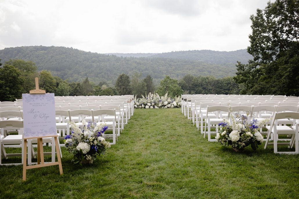 summer wedding at winbrooke wedding ceremony set up