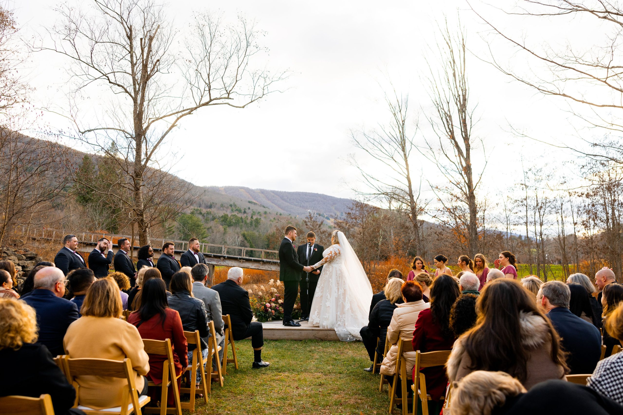 ceremony detail shot of the bride and groom at the alter