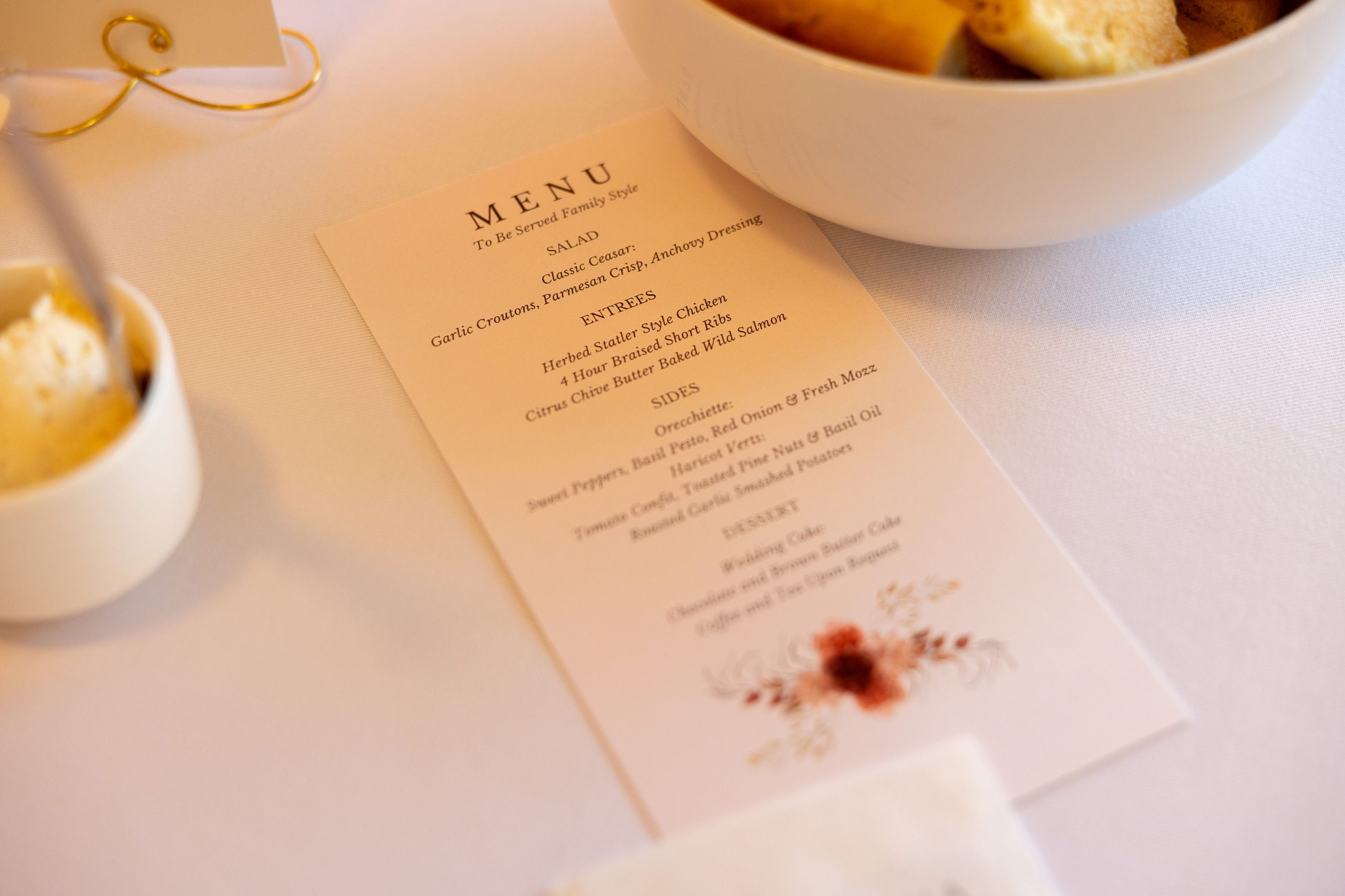 menu cards at windham wedding day