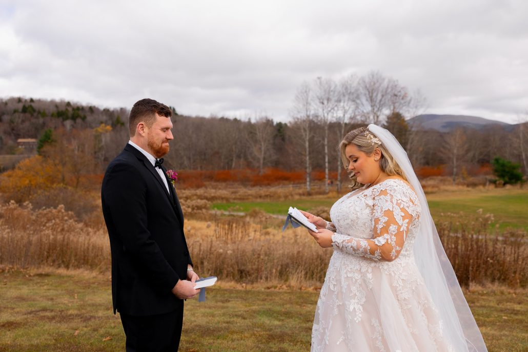 reading out vows before the ceremony