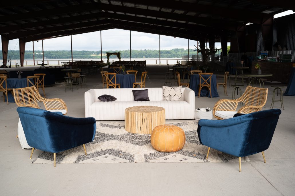 fun seating luxury wedding decor set up